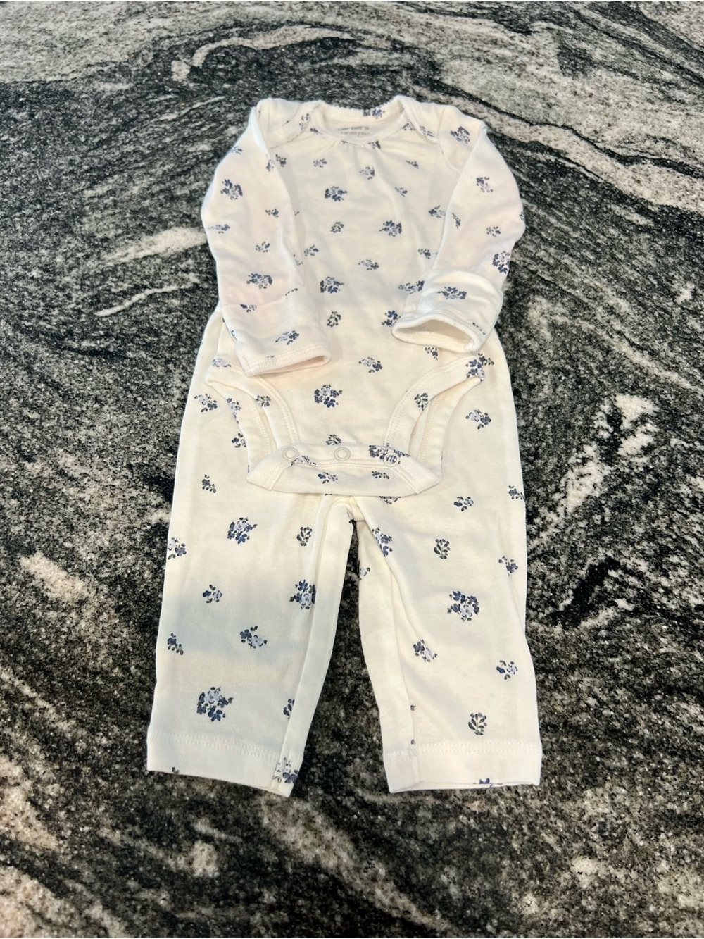 Carter's White Baby Bodysuit with Navy Floral Accents